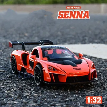 1:32 Molded Под налягане Модел на спортен автомобил McLaren Senna От сплав, Играчка Симулации Превозни Средства Със Звук И Светлина, Спускащите се Суперавтомобил, Играчки За Деца