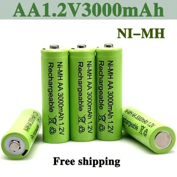 100% Нова батерия 1,2 3000 mah NI MH AA с предварително натоварване, Акумулаторна батерия NI-MH Акумулаторна батерия AA Batera Para Juguetes Micrfono De La Cmara