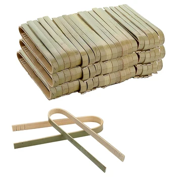 120 Опаковки Мини-бамбук машата, 4-инчов прашки за еднократна употреба, Екологично Мини-еднократна бамбук посуда, Щипки за тостер