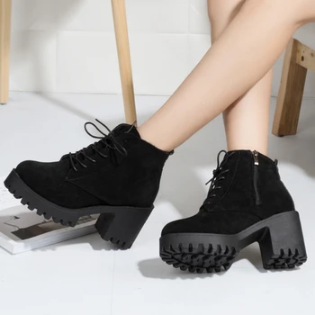 2023 Висококачествени дамски обувки; Зимни дамски обувки; однотонная дамски обувки за шиене с кръгло бомбе дантела на среден ток; Водоустойчив дамски обувки за шиене;