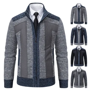 2023 Есента Външнотърговското Нов Мъжки Пуловер с висока яка, палта, Модерен, Мъжки Ежедневни Трикотаж Slim Fit