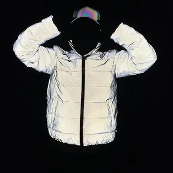 2023, Нова Светоотражающая парк, Мъжко зимно яке, Топло улични якета в стил хип-хоп с памучна подплата, Женски Светлоотразителни жилетки