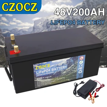 48V LiFePO4 Батерия Вграден BMS 200AH Литиево-железен Фосфат елементи 5000 + Цикли За Кемперов RV Golf Cart Слънчевия свод + Зарядно устройство