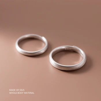 LAVIFAM 1 бр.. Стерлинговое сребро 925 проба, Малка матирано пръстен с тел модел за двойки Мъже И жени, мат указателни пръстени, бижута