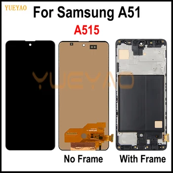 OLED LCD дисплей За Samsung Galaxy A51 LCD дисплей с Сензорен екран Дигитайзер В Събирането на Galaxy A51 A515 A515F Дисплей С Подмяна на рамката