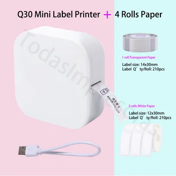 Q30 Преносим Производител на Етикети, безжичен принтер, лента в комплект, на разположение няколко шаблона за телефон, офис, дом и етикети, хартия за етикети