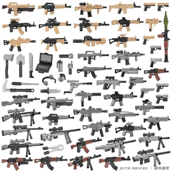 WW2 Строителни блокове Оръжия като Пистолети Оборудване Аксесоари Съвместими Фигурки на Войници Подаръци Играчки Слушалки Пистолет Снайперист Мини Тухли
