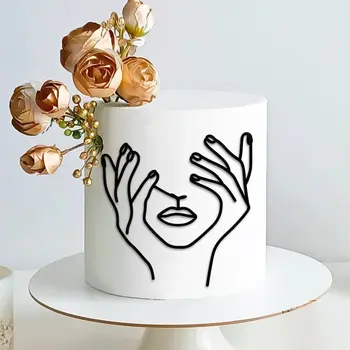 Акрилни минималистичное изкуство Дама Украса на торта за Лицето на Момичето честит Рожден Ден Украса на Торта, Сватбени Торти Топперы За Партита