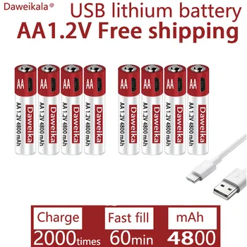 Акумулаторна литиева батерия тип АА, 1.2, USB акумулаторна батерия тип АА, АА, 4800 mah, играчка мишка с дистанционно управление, безплатна доставка CE, FCC
