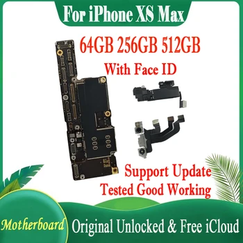 Безплатен Icloud За iPhone XS MAX дънната Платка id на лицето 64 GB, 256 GB, 512 GB С чипове на 100% Оригиналната Разблокированная дънната Платка
