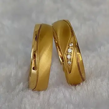 Висококачествени Комплекти, брачни Годежни пръстени За двойки, на Съюза на влюбените, на Дамско Мъжко Модно безцветно стоманен пръстен на пръста