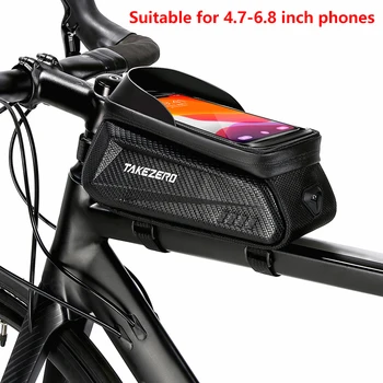 Водоустойчив мотор чанта със сензорен екран, рамка от EVA с горната предна тръба, чанта за шоссейного велосипед МТВ, калъф за телефон 6,8, Аксесоари за велосипед