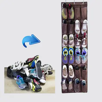 Вратата органайзер с 24 джобове за обувки, Висящи рафтове за съхранение на стенни чанти, Шкаф за съхранение на Обувки, кутия за обувки, Стелаж за обувки, закачалка за дрехи