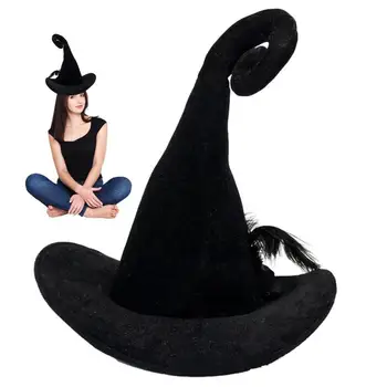 Дамски шапка на Вещица за Хелоуин, Дамски широка периферия Сгъваема Остроконечная Шапка на Вещица за Хелоуин, аксесоари за костюм на Вещица За Фокус-покуса