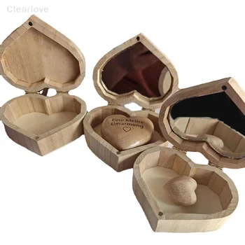 Дървена Кутия за съхранение на Ретро Креативна Дървена Опаковка Кутия във формата на Сърце Кутия За съхранение на Обици Пръстен Огледало за грим на Притежателя на бижута Подарък Органайзер
