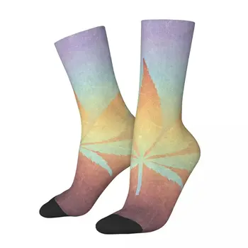 Забавни мъжки чорапи Cannabis Sativa, Листа канабис, Ретро лист на плевелите, Harajuku, Чорап Crazy Crew, подарък модел с принтом
