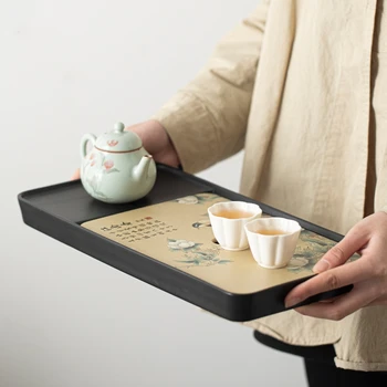 Китайски Чай Тава Битова Керамика Чаена дъска Аксесоари За Чай от сервиза на Кунг-фу Прости Правоъгълни Тави Чаша за вода Чаено ястие