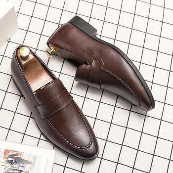 Класически мъжки обувки от естествена кожа за официални събития, бизнес обувки, банкетни модела обувки, Мъжки Ежедневни обувки с мека подметка