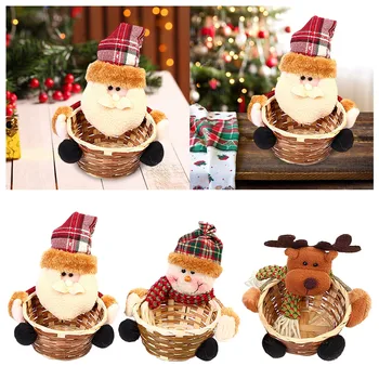 Коледна кошница от Ракита за бонбони, Коледна украса, Дядо коледа, Снежен човек, Лосове, Кошница за 
