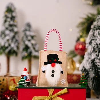Коледна украса, подаръци торба от зебло, нашивка с анимационни принтом, чанта-тоут, многофункционална чанта за съхранение на празнична коледно парти