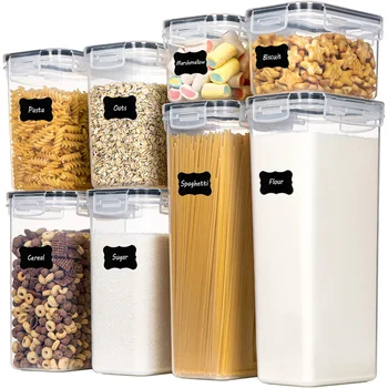 Комплект контейнери за организиране на кухненски килер с капаци Easy Lock, 8 позиции за съхранение и организиране на кухня