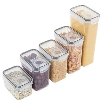 Контейнер за съхранение на брашно, Прозрачен запечатана кутия за съхранение на храна с капак, Диспенсер за съхранение на зърно, ориз, Организаторите за сухи продукти