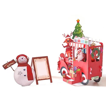 Креативна 3D Коледна картичка Цвете на Автомобила, Стереоскопическая дърворезба на хартия, Коледна картичка за Приятел, Празнична картичка с благословия