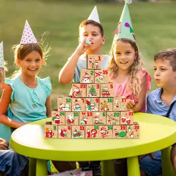 Кутията с Коледните Адвент-календар на 24 дни, направени със собствените си ръце, Кутия от Адвент-календар, Хартиени Подаръчни кутии с обратното броене за децата и семейството си