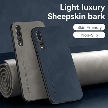 Луксозен Оригинален Силиконов калъф за телефон от овча кожа за Huawei P20 Plus P20Plus, устойчив на удари броня за P20 Pro