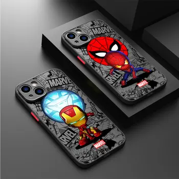 Матов калъф Отмъстителите venom Spider Man за Apple iPhone 14 15 Plus SE 13 Pro Max 7 Plus 6S 12 Mini XS X XR 11 8 Брониран Прозрачен Калъф