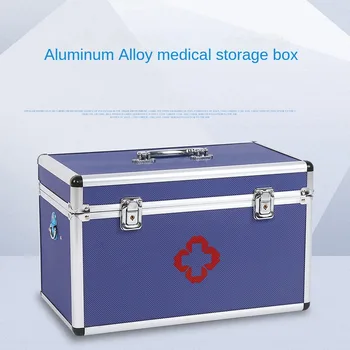 Медицински кутия Домакински аварийно-спасителна кутия от алуминиева сплав, заключващ се шкаф за съхранение, многослоен медицински кутия