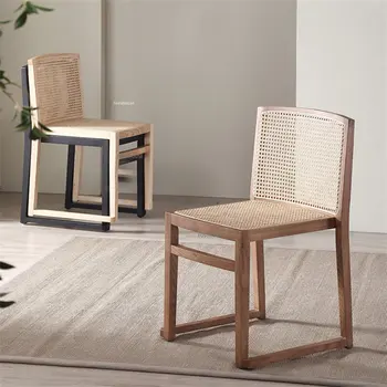 Модерни трапезни столове от ратан от масивно дърво за ресторанта мебели, на Сгъваем Стол за дома, Прости трапезни столове от ратан в Ретро стил