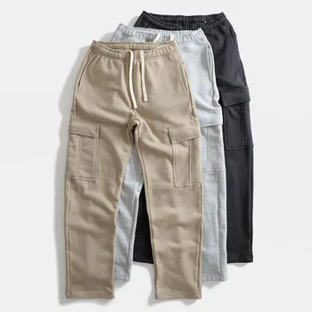 Мъжки Есенно-зимни Свободни спортни панталони с прав штанинами и много джобове