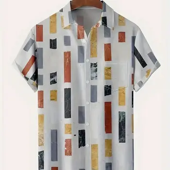 Мъжки абстрактна мраморна риза Aloha за лятната ваканция 2023