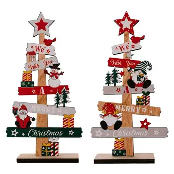 Настолна Коледна елха, Дядо Коледа, украса със собствените си ръце, Дървени коледни стикери, Коледна украса 2023, Коледни подаръци за партита