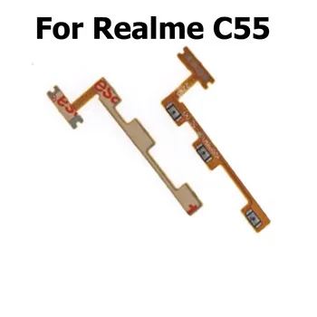 Нов гъвкав захранващ кабел за Realme C55, бутон за включване-изключване на звука, резервни части за ключове