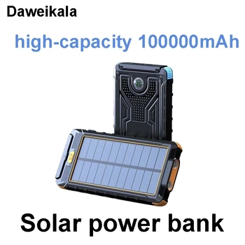 Нов захранващ Блок за слънчева батерия на 100 000 ма, Компас, Открит Водоустойчив каишка, безжично зареждане, супер бърз мултифункционален захранване