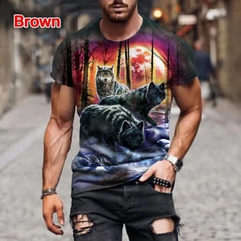 Нова мода реалистична тениска с 3D принтом Вълк, мъжки Дамски готини и ежедневни свободна тениска