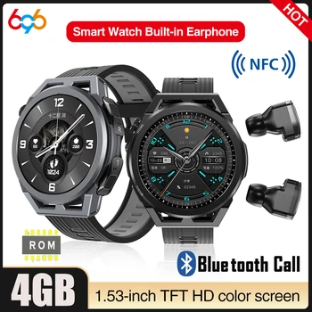 Новата Слушалка 2 В 1 Син Зъб Покана Смарт часовници ENC Слушалките с шумопотискане 32 GB памет за Музика Спорт Мъже, Жени NFC Smartwatch