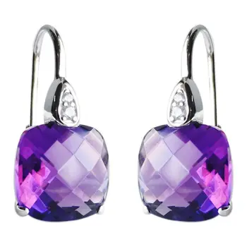 Нови инкрустиран със сребро квадратни обеци с лилави кристали за жени, модни темпераментни прости и елегантни обеци, бижута подарък