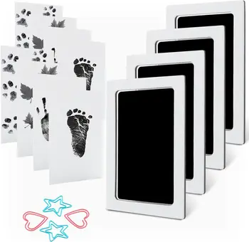 Отпечатък ръце новородено дете, подарък за памет, набор от отпечатъци от лапите на домашните любимци с 4 чернильными подложки и 8 картички с отпечатъци, без измиване на допир