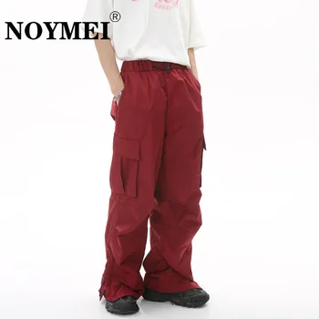 Панталони-карго NOYMEI, Свободни панталони в корейски стил, модерни спортни директни широки панталони, Есенни ежедневни панталони с големи джобове, одноцветное продукт WA1909