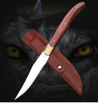 Преносим Ловен Фиксиран нож с острие от неръждаема стомана 440, дървена дръжка, Туристически Риболовни Ножове, Остри инструменти за оцеляване, подаръци