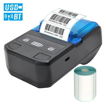Преносим термопринтер за производство на етикети, безжична мини принтер за етикети БТ 58 мм, баркод принтер за печат на дребно променят ценовите етикети за съхранение на етикетите