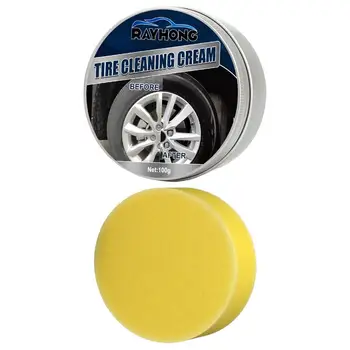 Препарат за почистване на автомобилни гуми Паста за почистване на гуми с гъба Автомобилни Аксесоари за гуми и джанти Крем за почистване на гуми
