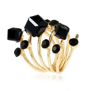 Преувеличенная лукс, винтажное геометрично пръстен с кристали, за да създадете кокалчетата на пръстите, антични пръстени за жени, бижута в стил пънк, подарък
