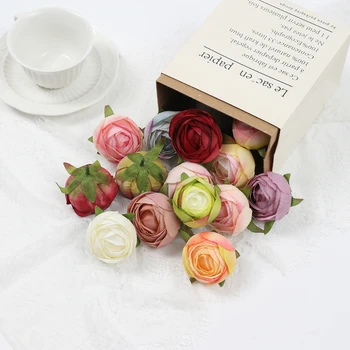 Пъпка на изкуствено цвете 5шт, европейски стил, приятел, изкуствено цвете, Роза, малка камелия, малки пресни декоративни аксесоари