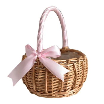 Ракита, кошница за цветя с дръжка, Сватбени кошници за момичета-цветочниц, За декорация на дома и градината