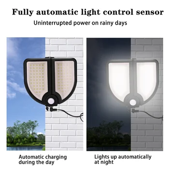 Сензор за осветление със слънчева енергия, Разделени от сигурността, с монтиран на стената лампа, Декоративно осветление за външно у дома, Градинска пътека, ограда