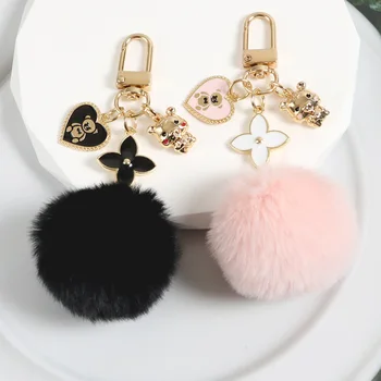 Сладко розово пухкава топка Ключодържател Аксесоари Корейската мода Прасе, Мечка Метален ключодържател Модни бижута подаръци